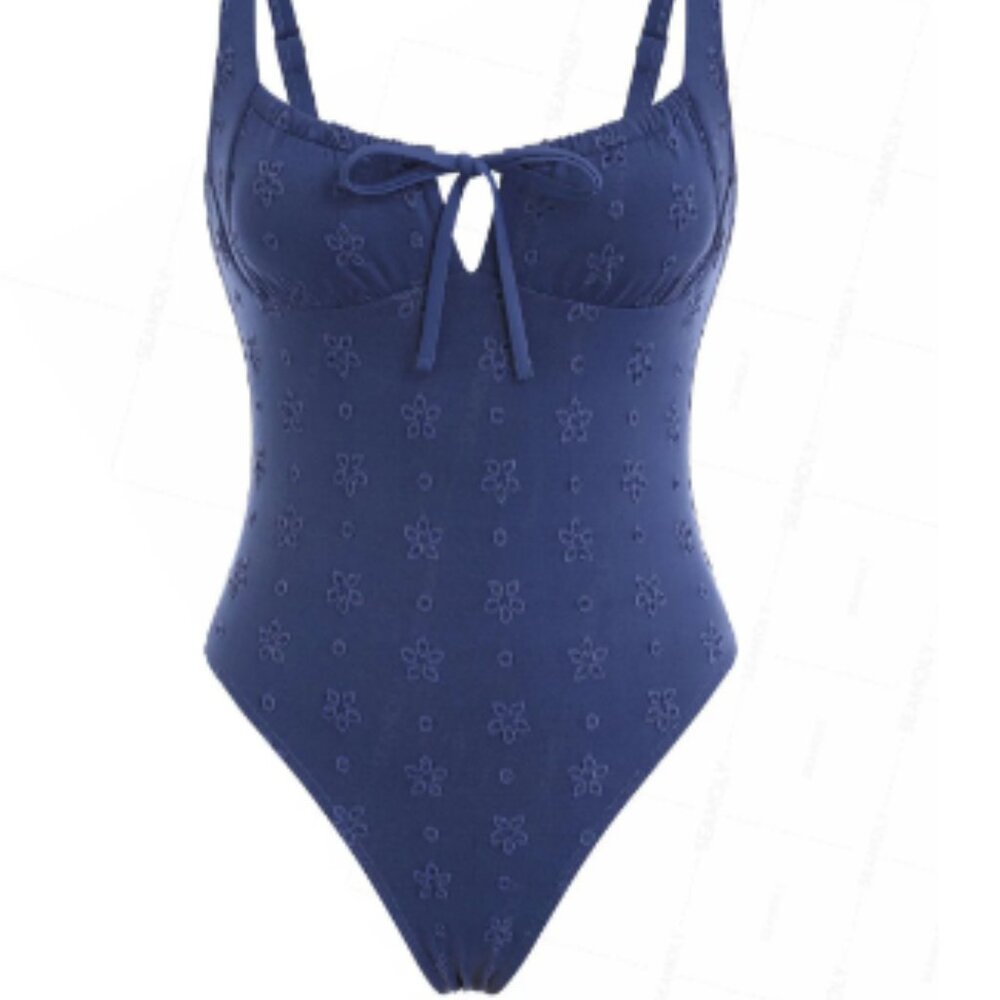 Seamolly Recycled Fabric Jacquard Cutout Tie One-piece Swimsuit
